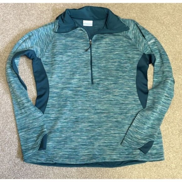 Columbia Optic 1/2 Zip Teal Green Pull Over Sweatshirt Womens Large - Picture 1 of 6